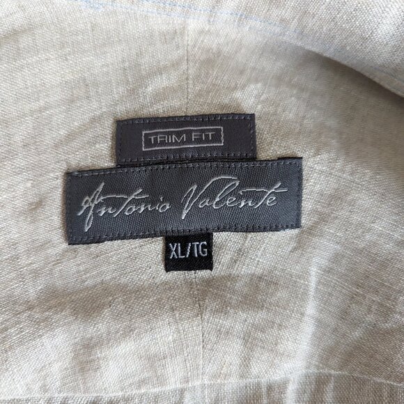 100% raw linen button down shirt with blue embroidery - Picture 15 of 15